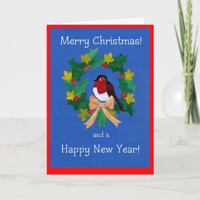 Joyeuse carte de Noël, Robin, Holly, Wreath Ivy (Devant)