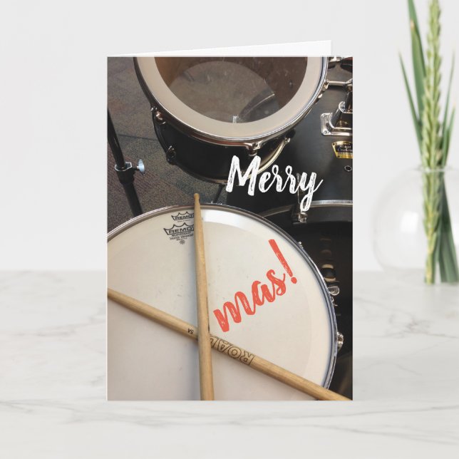 Joyeuse carte de Noël Xmas pour batteur (Devant)