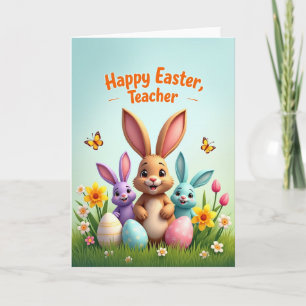 Joyeuse Carte de Pâques Lapin Professeur