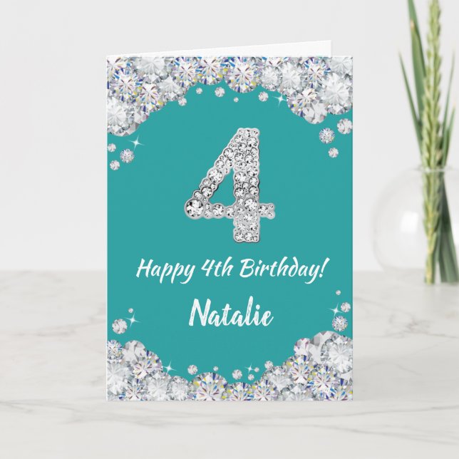 Joyeuse carte de Parties scintillant Turquoise et  (Devant)
