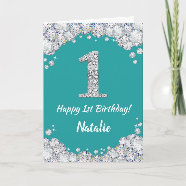 Joyeuse carte de Parties scintillant Turquoise et  (Devant)