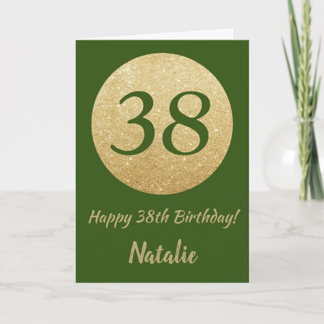 Joyeuse carte de Parties scintillant verte et Gold (Devant)