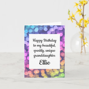 Joyeuse carte de petite-fille Sparkly pour l'anniv