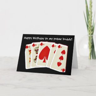Joyeuse carte de pont d'anniversaire jouant cartes