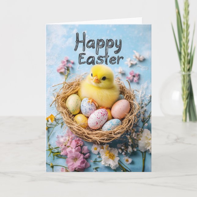 Joyeuse carte de poussette aux oeufs de Pâques (Devant)