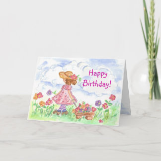 Joyeuse carte de pré été pour jeune fille d'annive