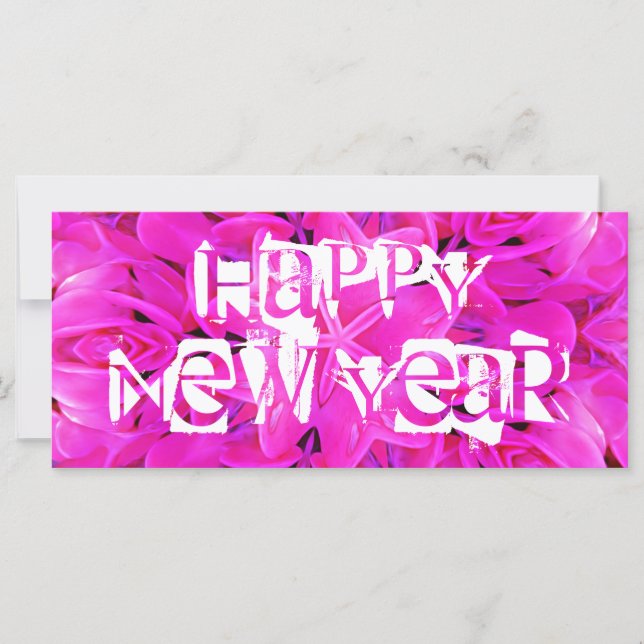 Joyeuse carte de rack rose du Nouvel An (Devant)