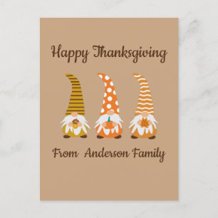 Joyeuse carte de Thanksgiving drôle avec des gnome