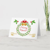 Joyeuse carte de vacances de blanc de guirlande de