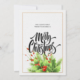 Joyeuse carte de vacances Noël Holly