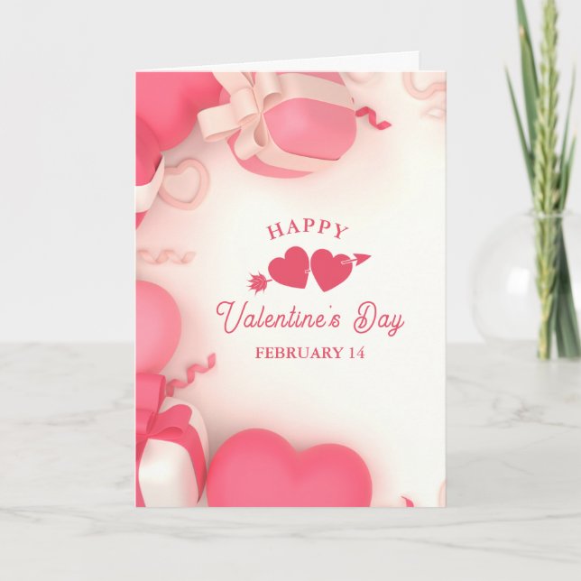 Joyeuse carte de vacances pliée de la Saint-Valent (Devant)
