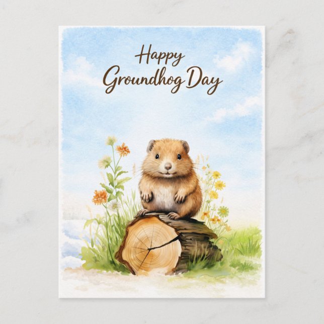 Joyeuse carte de vœux aquarelle pour la journée de (Devant)