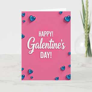 Joyeuse carte Galentines Day coeurs bleus