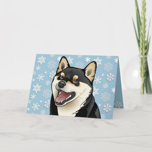 Joyeuse carte personnalisable de Shiba Inu de noir (Devant)