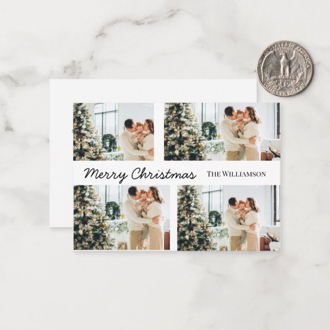 Joyeuse carte postale de famille de Noël (Devant/Arrière en situation)