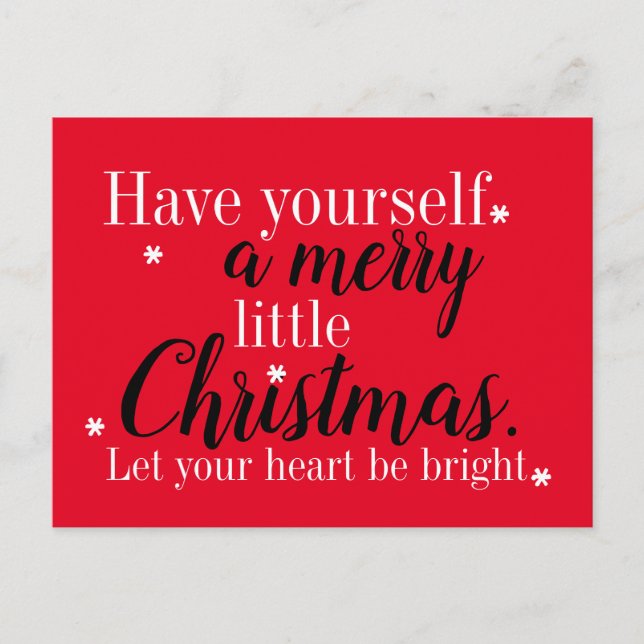 Joyeuse carte postale de Noël Rouge, Noir et Blanc (Devant)