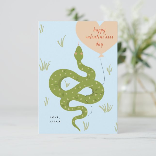 Joyeuse carte Saint Valentin bleu (Debout devant)