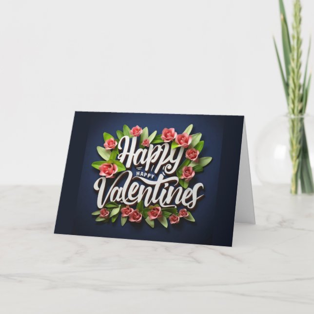 Joyeuse carte Valentine marine carte amour fleurs (Devant)