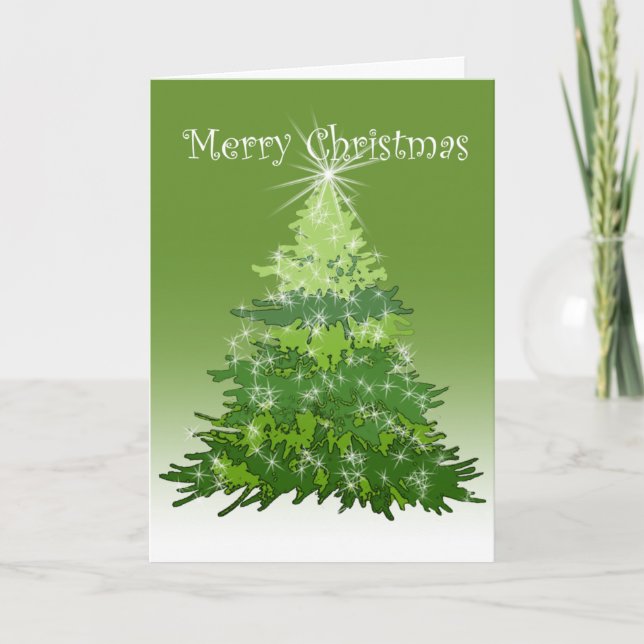 Joyeuse carte verte sapin de Noël (Devant)