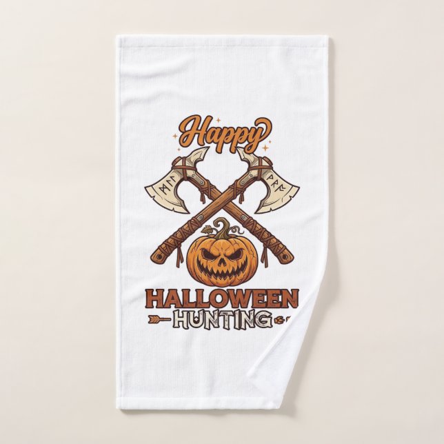 Joyeuse chasse d'Halloween Haches croisées Citroui (Serviette à main)