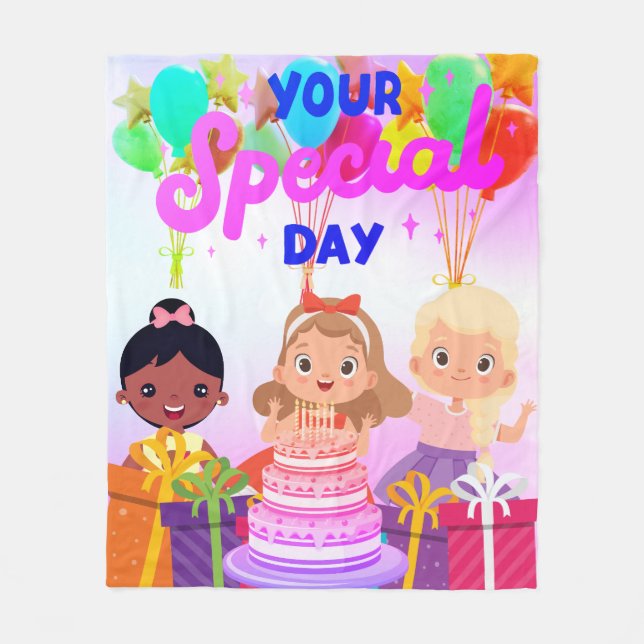 Joyeuse couverture en polaire d'anniversaire (Devant)