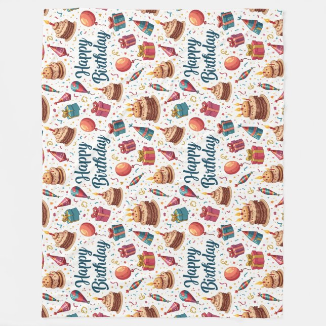 Joyeuse couverture en polaire d'anniversaire avec  (Devant)