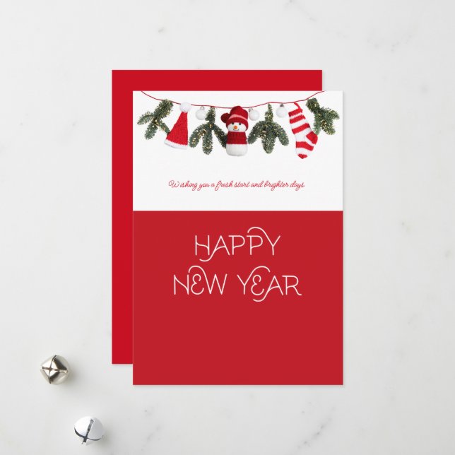 Joyeuse et bonne année Carte de Noël, Moderne  (Devant/Arrière en situation)