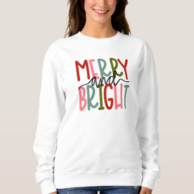 Joyeuse et brillante femme blanche Sweatshirt de v (Devant)