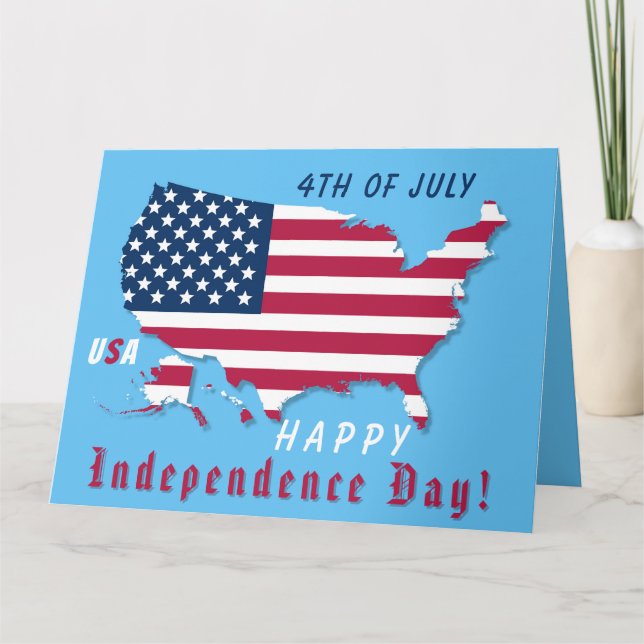 Joyeuse fête de l'Indépendance Drapeau Carte USA R (Devant)