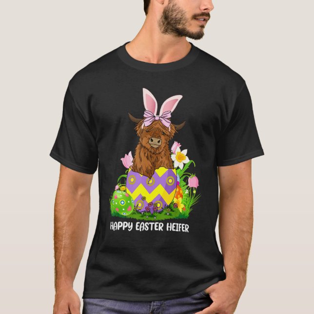 Joyeuse fête de Pâques T-shirt drôle de Highland C (Devant)