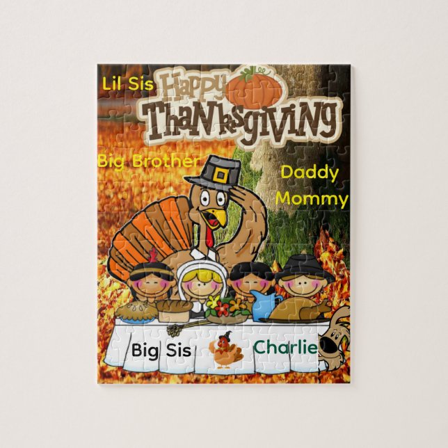 Joyeuse fête de Thanksgiving Famille de puzzle en  (Vertical)
