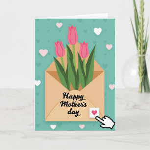 Joyeuse Fête des Mères Carte d'art aux tulipes