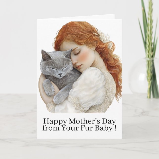 Joyeuse fête des mères, carte de chat pour maman c (Devant)