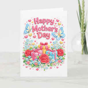 Joyeuse fête des Mères Carte de vœux 3D