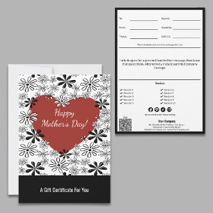 Joyeuse fête des mères Certificat cadeau de coeur 