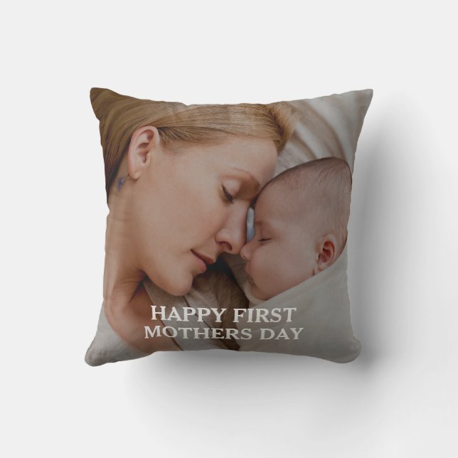 Joyeuse fête des mères Coussin décoratif avec phot (Verso)