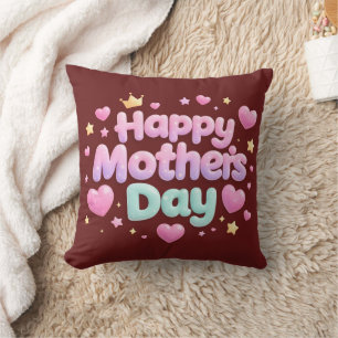 Joyeuse Fête des Mères Coussin Jeté Lettre Bulle M