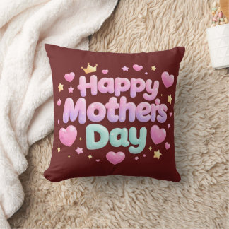 Joyeuse Fête des Mères Coussin Jeté Lettre Bulle M