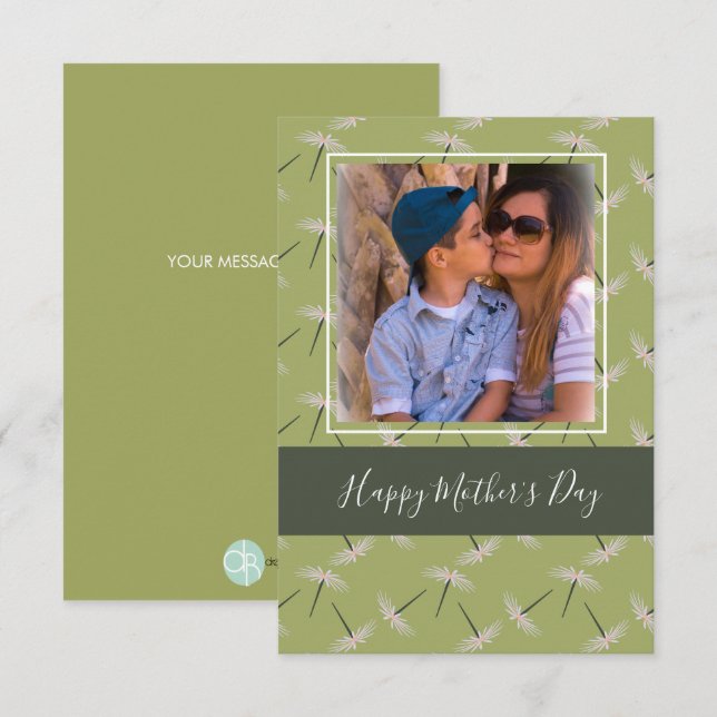 Joyeuse fête des Mères Ditsy Florals Carte verte (Devant / Derrière)