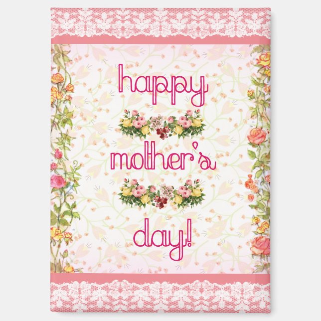 Joyeuse Fête des Mères Magnet Vintage en dentelle  (Recto)