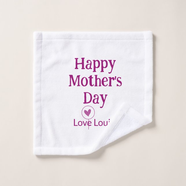 Joyeuse fête des mères mauve amour nom signe fémin (Gant de toilette)