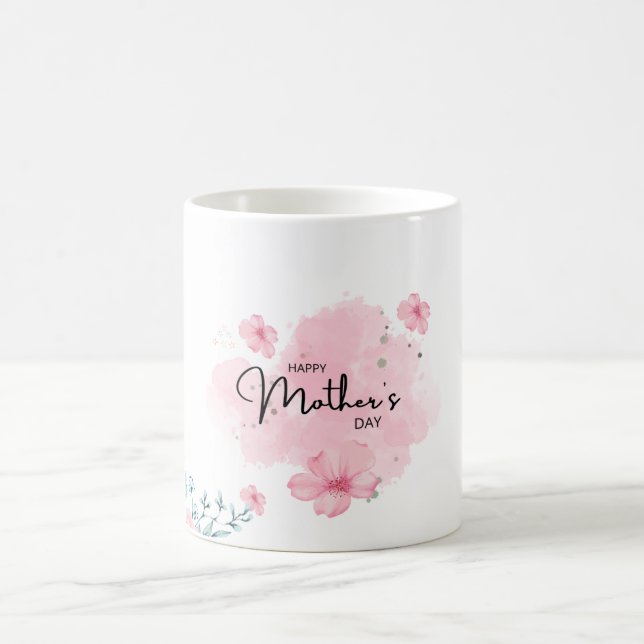 Joyeuse Fête des Mères Mug florale Élégante Fleur  (Centre)