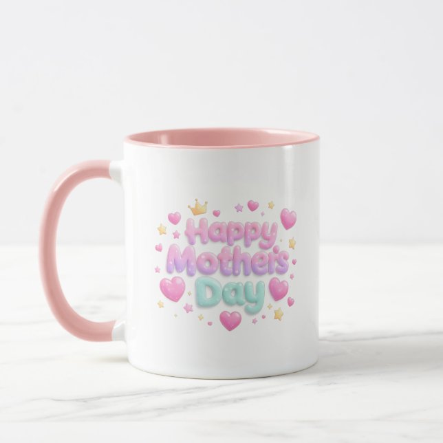 Joyeuse Fête des Mères Mug Lettre Bulle Mignonne (Gauche)