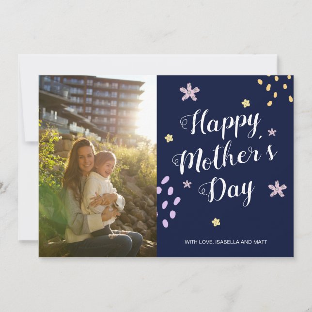 Joyeuse Fête des Mères Photo Fleurs dessinées à la (Devant)