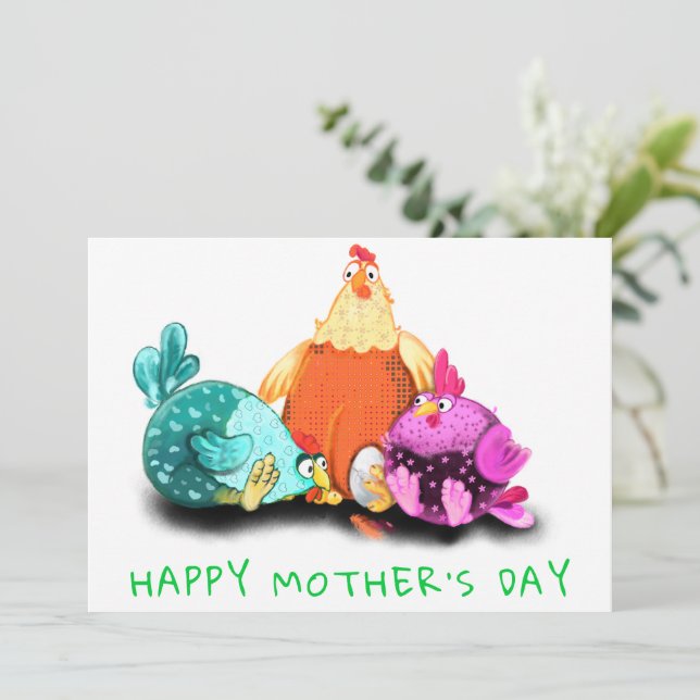 Joyeuse fête des mères - poulets en attente d'un o (Debout devant)