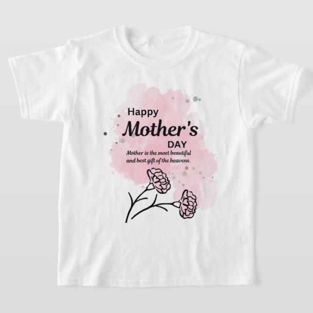 Joyeuse Fête des Mères T-Shirt Fleur Rose pour Gar (Poser)