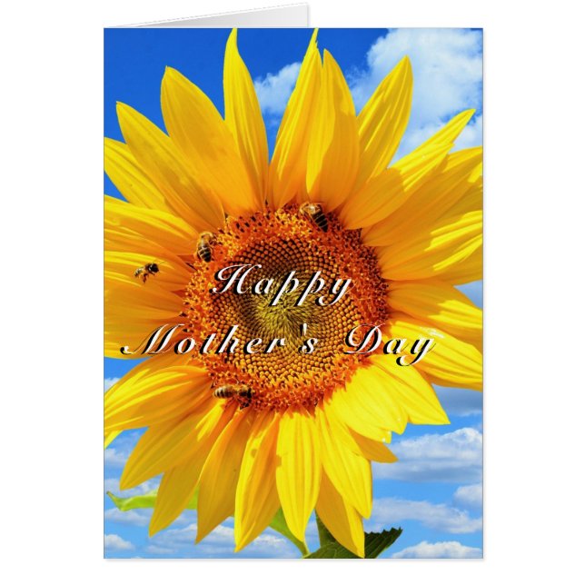 Joyeuse Fête des Mères Tournesol et abeilles sur l (Devant)