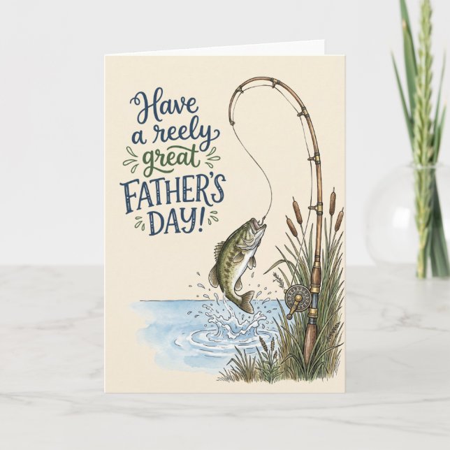 Joyeuse Fête des Pères avec une carte de pêche (Devant)