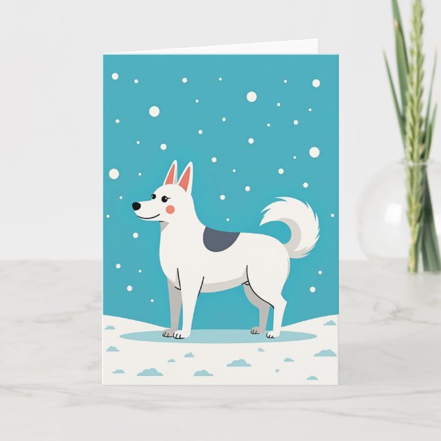 Joyeuse Fête des Pères Carte d'Hiver pour Chien (Devant)