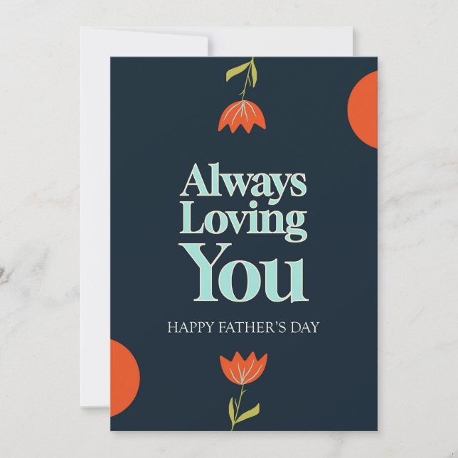 Joyeuse Fête des Pères Carte Florale Simple (Devant)